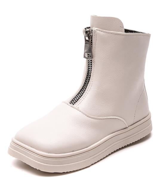 Hot sale girls leather Martin boots fashion short boots baby soft-soled non-slip single boots with zipper