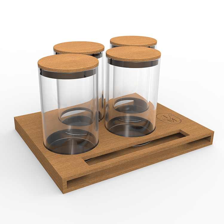 Hot Selling Customized Tea Jar Display Stand Wooden Bamboo Display Rack With Laser Engraved Logo — view 2