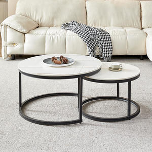Ensemble de Tables Basses Rondes Modernes et Durables à Cadre Métallique pour Salon, Table Centrale, Meuble de Table Basse Minimaliste en Gros - Product Image 3