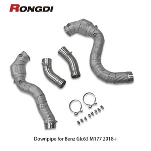 ท่อดาวน์ไปป์สแตนเลส 304 แบบไหลสูง สำหรับ Mercedes-Benz Glc63 M177 AMG ปี 2018+ พร้อมแคทตาไลติกคอนเวอร์เตอร์ - Product Image 1