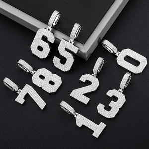 Collier <span class=keywords><strong>Pendentif</strong></span> Chiffres Arabes en <span class=keywords><strong>Argent</strong></span> Sterling 925 avec Diamants Moissanite VVS, <span class=keywords><strong>Bijoux</strong></span> Hip Hop pour Hommes et Femmes - Product Image 2