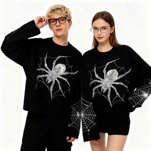 Camiseta de Manga Larga Unisex con Pedrería, Estilo Urbano, Diseño Gráfico Personalizado, Corte Holgado, 100% Algodón, Última Moda 2026 - Product Image 2