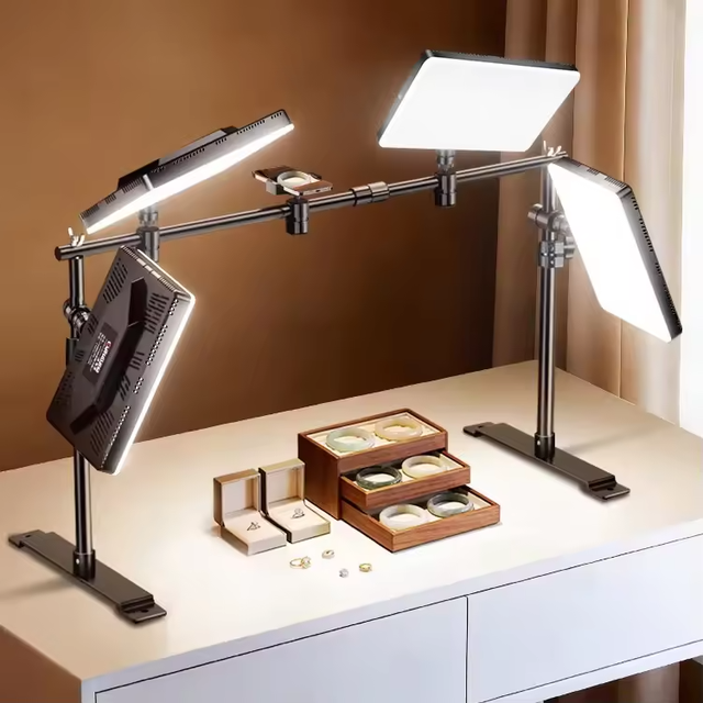 Photography Support System Mini Portable Desktop Streaming Fill Light Stand Adjustable Overhead Shooting Background Stand