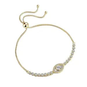 Fashion Women Jewelry Brass CZ Cubic Zircon Adjustable Tennis Chain Bracelet