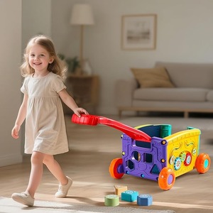 Girello Musicale per Bambini con Blocchi da Costruzione, Giocattolo Educativo per Imparare a Camminare con Maniglia per Neonati e Bambini - Product Image 4