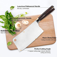 Couteau de boucher chinois de 7 pouces, 9Cr18Mov, acier inoxydable à haute teneur en carbone, ultra-tranchant, couteau de chef de cuisine pour gadgets de cuisine