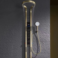 Pomme de douche à effet pluie en or brossé, système de douche multifonctionnel à LED, ensemble de salle de bain, douche cascade de luxe, colonne de douche