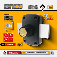 Kunci Mortise Kuningan DingQi 1.5mm, Kunci Kenop Kabinet dengan 3 Kunci, untuk Lemari Kantor, Loker, Gudang, dan Lemari Penyimpanan