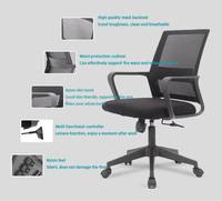 Chaises d'ordinateur de bureau en maille noire pour personnel ergonomique à dos moyen moderne simple et confortable pour usage domestique