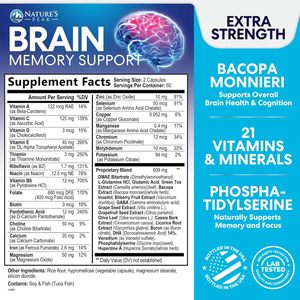 Suplemento para la Memoria Cerebral, Nootrópicos que Apoyan la Salud Cerebral, la Claridad Cognitiva y la Concentración con Bacopa, Fosfatidilserina y <span class=keywords><strong>DMAE</strong></span> - Product Image 2