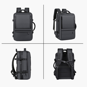 Sac à dos pour ordinateur portable en PU extensible, grande capacité, fermeture éclair étanche, simplicité urbaine, sac à dos de voyage pour étudiants - Product Image 2