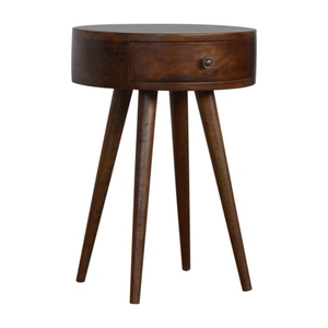 Nordic Chestnut Circular Nightstand 1 <b>Drawer</b> Nordic Legs Bedroom <b>Storage</b> - Product Image 4