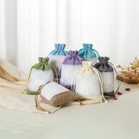Usine nouveau 8*10cm fenêtre transparente Jute Organza sac à cordon écologique fête de mariage cadeau et emballage de bijoux