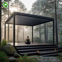 Klassisch-moderner Aluminium-Pergola mit bioklimatischem, verstellbarem Lamellendach für Terrasse, Hof, Villa, Außenbereich