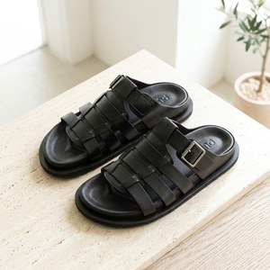 Sandalias PUP Hechas a Mano con Cuero Vacuno Genuino, Entresuela de Microfibra, Amortiguación TPR, Antideslizantes, Ligeras, Clásicas de Verano, Tallas EU 36-45 - Product Image 1