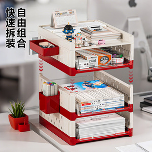 Multi Layer Plastic <b>Desk</b> Organizer Storage Rack With Pull Out Trays For <b>Study</b> Room Home Office Organization - Product Image 4