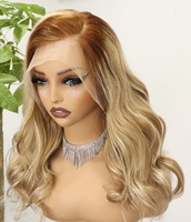 Densité 300% Ombre # Perruques de cheveux humains blondes 613, ondulées, 20 pouces, avec dentelle frontale HD transparente 13x4, cheveux Remy pour femmes