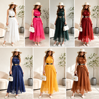 Robe de soirée élégante pour femmes, robe longue en mousseline plissée, taille plus, ensemble de robes pour occasions spéciales