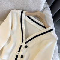 Pull en tricot pour femme, mode automne, vintage, décontracté, hiver, manches longues, couleurs contrastées, vêtements pour femmes, cardigan, manteau
