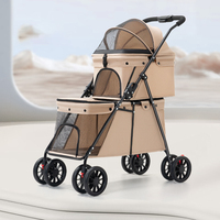 Poussette double pour animaux de compagnie, 4 roues universelles, tissu Oxford, voyage en plein air, compartiment bébé et animal, poussette pour chien