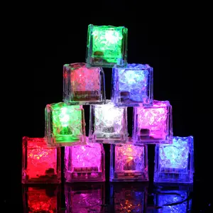 Water Activated Multi Color acrylic Cube Fast Slow Flashing Light Up Led Ice Cubes with promotional party supplies