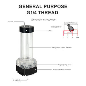 OCOCOO OC-U8-T 130MM pompe de refroidissement par eau 8 grand débit 12L/MIN POM réservoir acrylique PWM ordinateur refroidissement par liquide boîtier d'ordinateur - Product Image 6