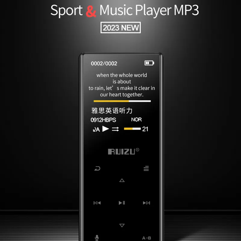 RUIZU D29 블루투스 MP3 플레이어 휴대용 오디오 8GB/16GB 음악 플레이어 내장 스피커 지원 FM 녹음 전자 책 시계 보수계