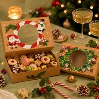 Boîtes à biscuits, gâteaux et pain de Noël en papier kraft écologique et recyclable avec fenêtre transparente, logo personnalisé, pour boulangerie et fêtes de fin d'année