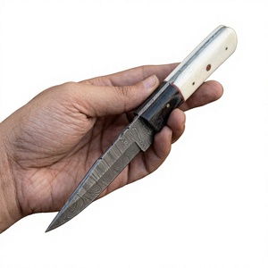 Couteau de camping à lame fixe en acier Damas avec manche en résine 20 cm - Couteau de survie DIY pour l'extérieur - Product Image 3