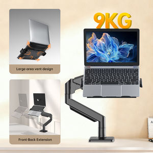 Подставка для ноутбука KHCOOHOO, стальная, черная, регулируемая по высоте, с газовой пружиной и охлаждающим поддоном, для ноутбуков 13-32 дюймов, грузоподъемность 9 кг, крепление на C-образный кронштейн, настраиваемая - Product Image 3