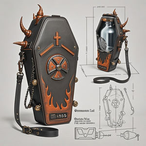 Style Gothique Personnalisé <span class=keywords><strong>Halloween</strong></span> Horreur Image Principale Cercueil <span class=keywords><strong>Chauve</strong></span>-<span class=keywords><strong>Souris</strong></span> Train Ita Sac - Product Image 2