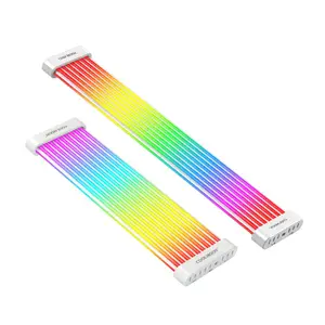 Best Selling COOLMOON C200 C260 Gaming Computer Pc Rgb Cable Silicone White Argb Extension Cable 24 Pin Sleeve Cables For Pc