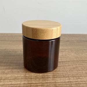 Envase Cosmético de Boca Ancha de 8oz, 150ml, 250ml, Frasco de Crema de Plástico PET Transparente Esmerilado Ámbar con Tapa de Bambú - Product Image 4