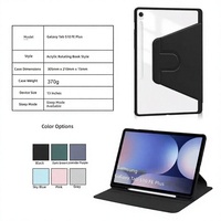 Étui de protection pour tablette S10 FE+ Plus, 13,1 pouces, rotatif, en acrylique, style livre, transparent, avec support pour stylet, compatible Chine