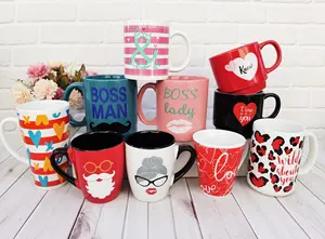 Cangkir Kopi Susun Keramik Logo Kustom Set 4 Cangkir Pasangan Hari Ayah Ibu Valentine untuk Valentine