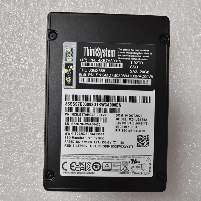 1.92T SAS 24G SSD 4XB7A80319 03GX668 MZILG1T9HCJR-00AV7 MZ-ILG1T9A
