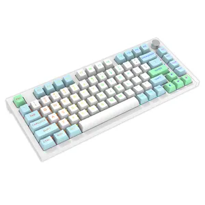 Mini clavier de jeu mécanique sans fil RGB LED pour Gamer, ordinateur de bureau, clavier mécanique PBT bluetooth + filaire