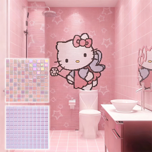 Vendita calda di piastrelle per interni <span class=keywords><strong>rosa</strong></span> chiaro piastrelle per la toilette mosaico <span class=keywords><strong>rosa</strong></span> per il bagno e la toilette piastrelle di mosaico di vetro per la casa - Product Image 1