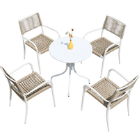 Ensemble table et chaises d'extérieur en aluminium blanc mobile pour balcons, jardins, villas, cafés en plein air - 4 places, minimaliste et moderne