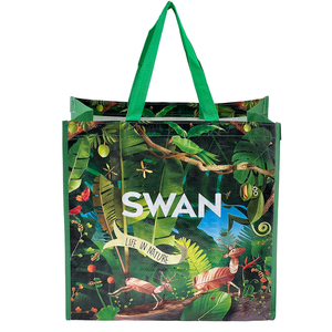 Logotipo personalizado en tendencia para Jumbo Tote <span class=keywords><strong>Bag</strong></span> Tejido laminado ecológico <span class=keywords><strong>PP</strong></span> con cierre de cremallera para regalos y promociones