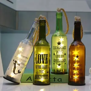 زجاجات إضاءة ديكورية إبداعية للكريسماس, زجاجات إضاءة مستديرة للزينة في الغرفة ، مصنوعة من القنب ، مزودة بحبل تعليق