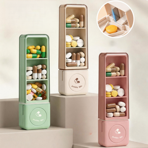Boîte à médicaments portable avec dispositif de découpe pour trois repas par jour, boîte d'emballage de médicaments, mini distributeur de médicaments portable extractible - Product Image 1