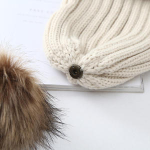 Winter Knitted Hats Bobble Hat Faux Fur Ball <strong>Pom</strong> <strong>Pom</strong> Cap Acrylic Luxury <strong>Beanie</strong> Hat Removable <strong>Pom</strong> Thick Women Custom Logo Opp Bag - Product Image 3