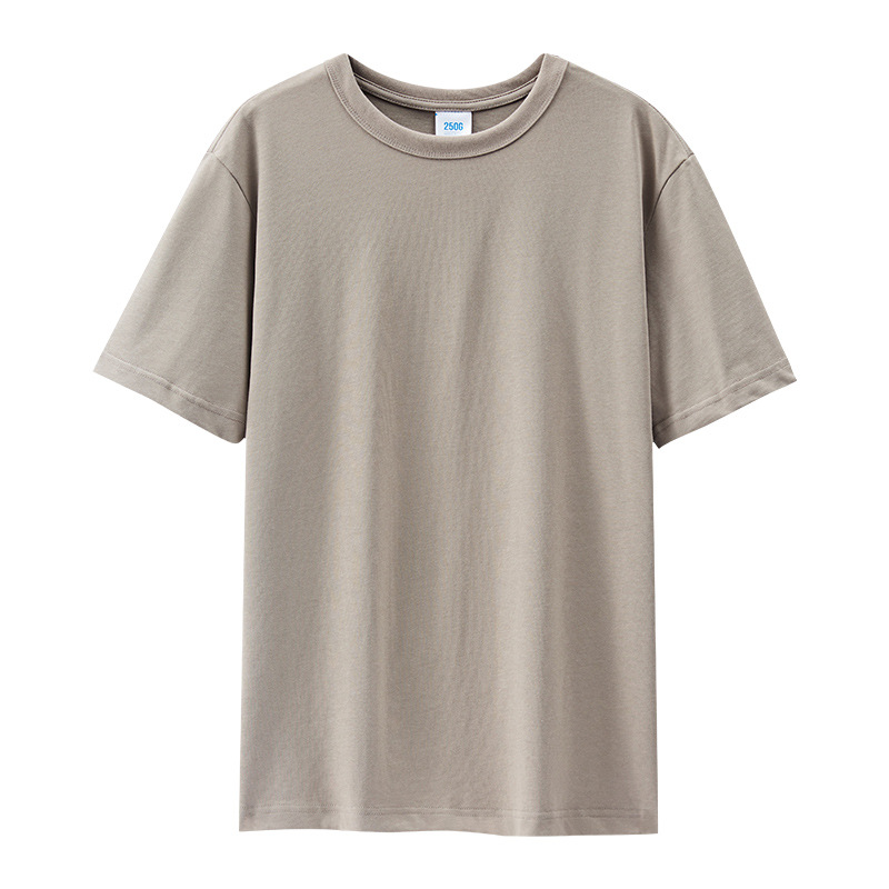Bán Buôn Earth Tone 100% Cotton 250G Áo Thun Nặng Cho Nam Đường Phố Áo Thun Thể Thao Cổ Tròn Màu Trơn