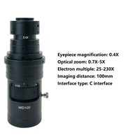 SANQTID TD-100D 0.7X-5X Magnification C-Mount Objective Zoom Monocular Microscope Lens Metal Optical Glass for Mobile Repair