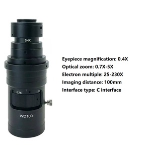 SANQTID TD-100D 0,7X-5X Vergrößerung C-Mount Objektiv <span class=keywords><strong>Zoom</strong></span> Monokular Mikroskop-Objektiv Metall Optisches Glas für Handy-Reparatur - Product Image 3