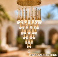 Lustre de salon en fer forgé LED, grand modèle, ajouré, de luxe, pour villa duplex, loft, escalier, hall de restaurant et espaces hauts