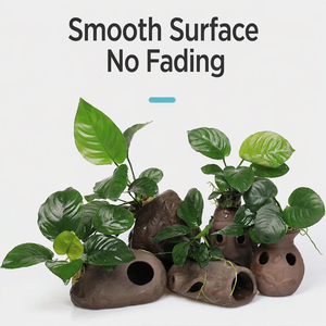 Maceta de terracota con musgo para <span class=keywords><strong>acuario</strong></span>, decoración para paisajismo acuático, escondite decorativo para camarones, refugio para cría de peces pequeños, aquascaping - Product Image 1