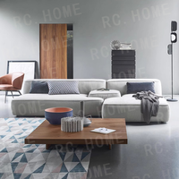 Sofa Italia minimalis besar datar, ruang tamu dua sisi Multi kursi dengan sandaran yang dapat diperpanjang, kain kreatif untuk vila