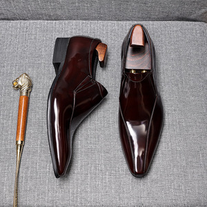 Chaussures en cuir respirantes pour hommes d'été - Chaussures habillées en cuir verni à enfiler, chaussures habillées et décontractées à enfiler, chaussures tendance pour hommes - Product Image 2